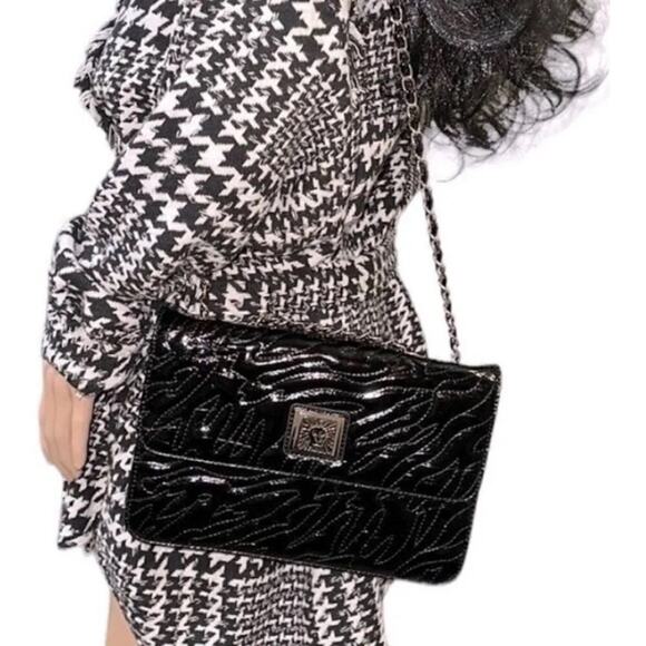 Anne Klein Handbags - Anne Klein Black Patent Lion Lady Adjustable Shoulder Strap Bag | Color: Black